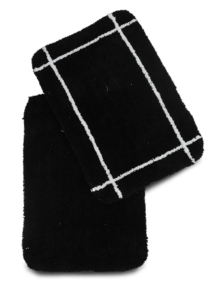 Sashaa World Microfiber Bathmat Colour Black (Pack of 2)