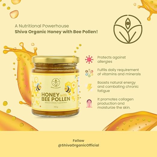 Shiva Organic Honey with Bee Pollen - 250 gms