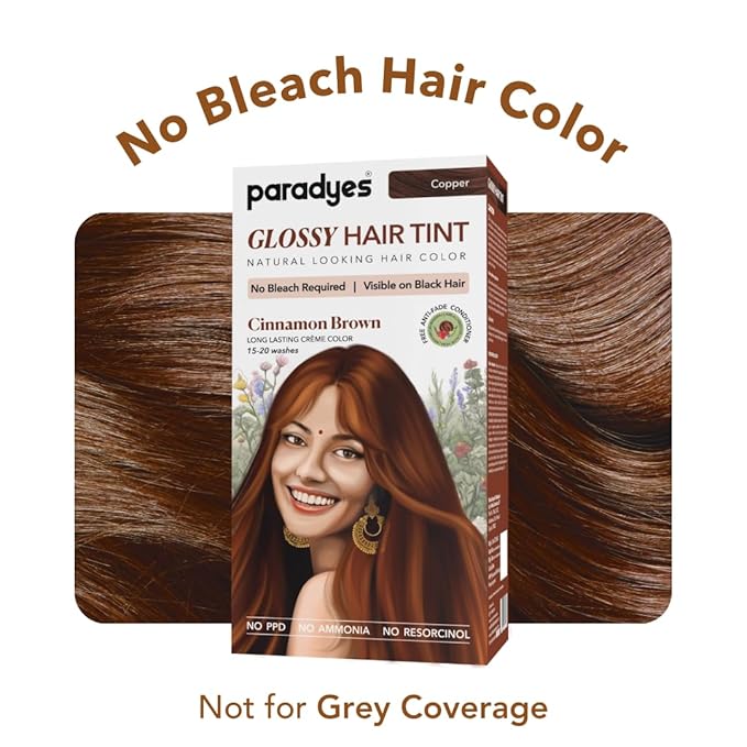 Paradyes No Bleach Cinnamon Brown Glossy Hair Tint - 160 Gms | Copper Colour