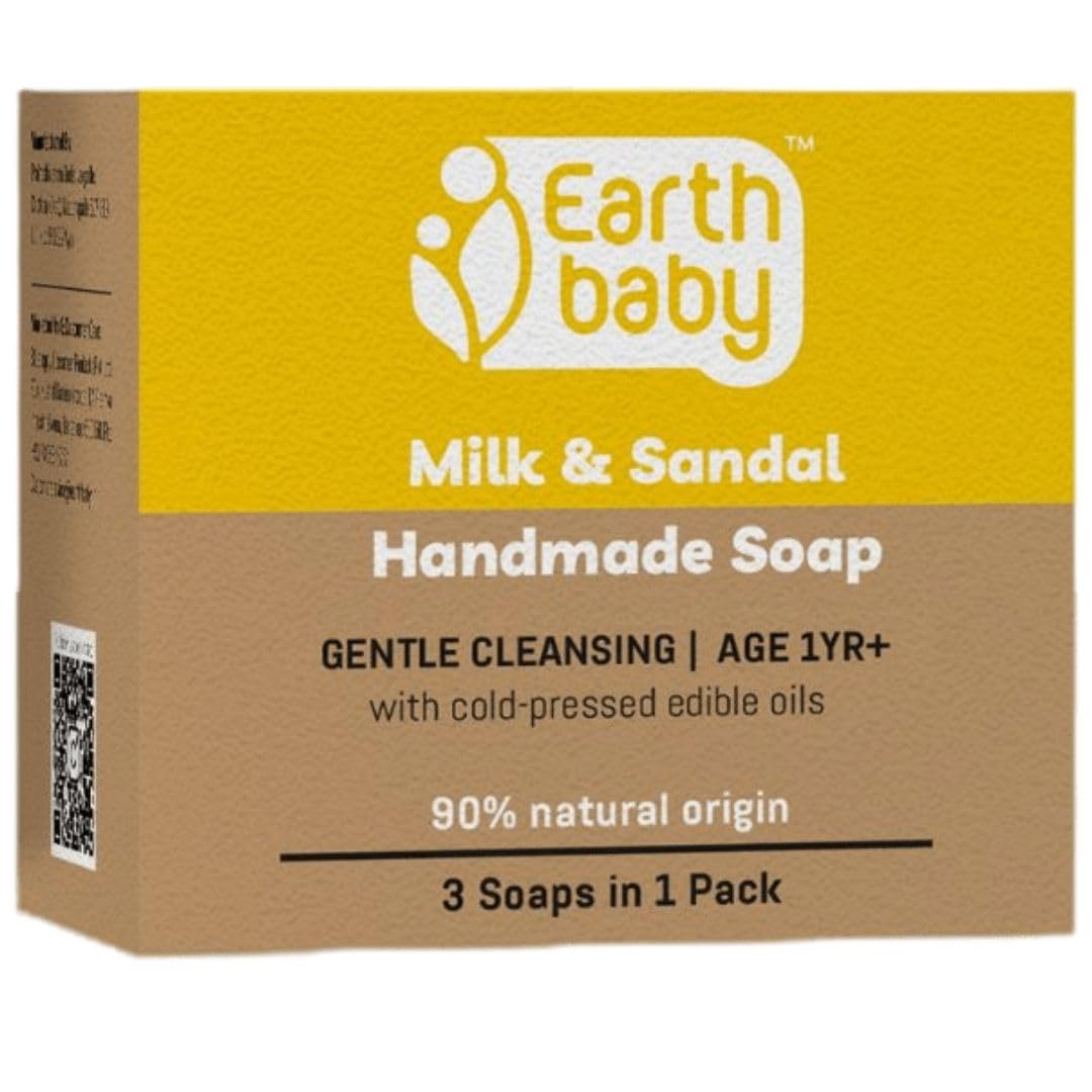 Earthbaby Natural Handmade Milk & Sandal bath soap - 100 gms (Pack of 3)