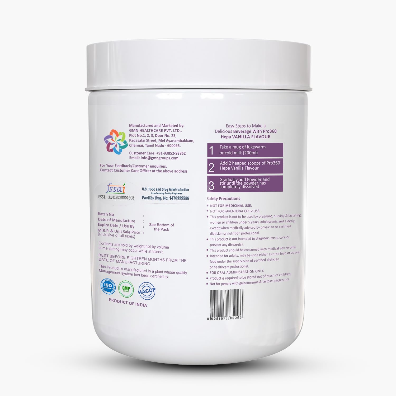 Pro360 Hepa Liver Care Protein Supplement â€“ Complete Liver Supplements for Health| Formula Enriched with Silymarin, MCT & BCAA â€“ Vanilla â€“ 400g