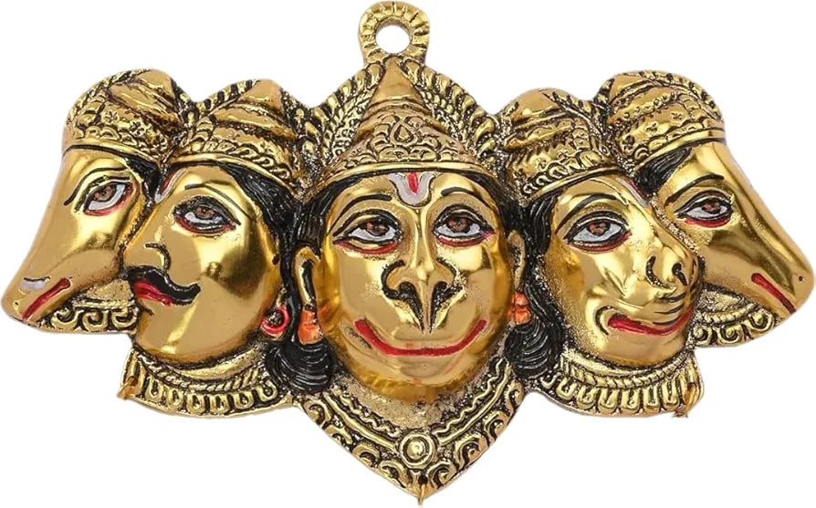 Chhariya Crafts Metal Panchmukhi Hanuman Ji Murti Bajrangbali Idol Wall Door Entrance Statue Protection From Evil Eye