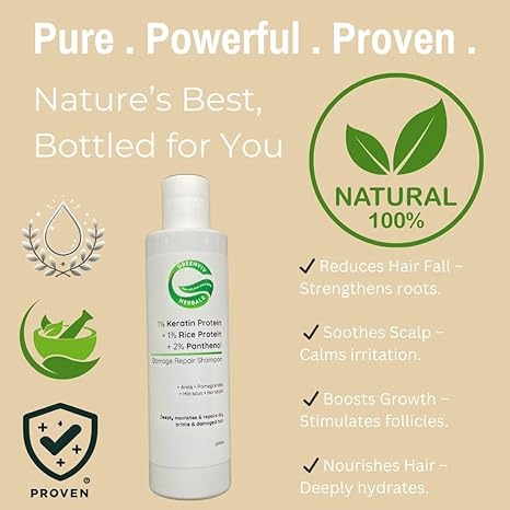 Greenviv 1% Keratin + 1% Rice Protein + 2% Panthenol Damage Repair Shampoo - 200 ml