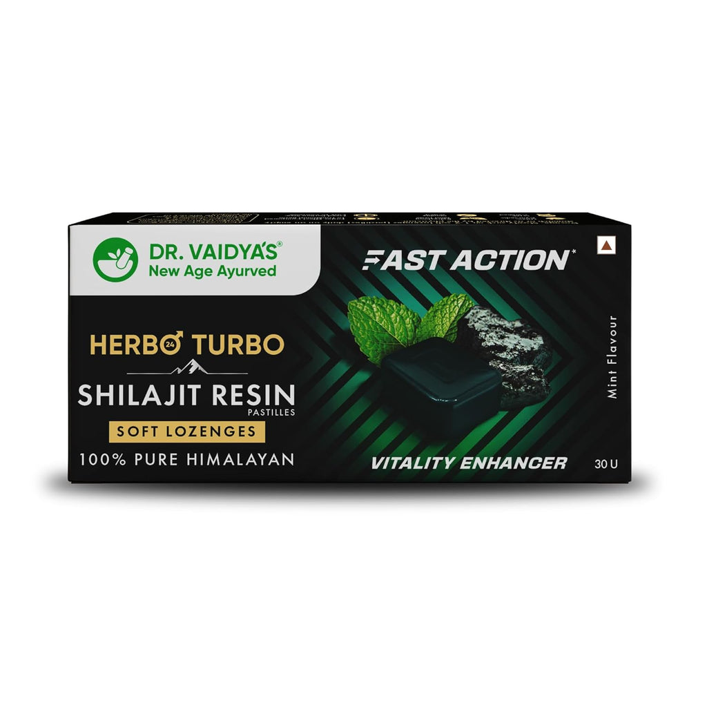 Dr. Vaidyaâ€™s Herbo24Turbo Shilajit Gummies Lozenges (Pastilles) | Helps Boost Performance | Helps Improve Strength, Stamina, and Energy Levels | Pure Himalayan Shilajit | No Added Sugar |30 Lozenges(Mint Flavour)(Pack of 1)