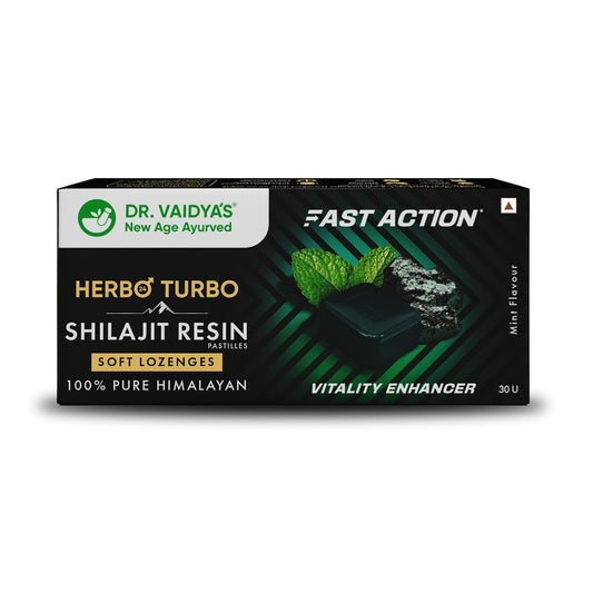 Dr. Vaidyaâ€™s Herbo24Turbo Shilajit Gummies Lozenges (Pastilles) | Helps Boost Performance | Helps Improve Strength, Stamina, and Energy Levels | Pure Himalayan Shilajit | No Added Sugar |30 Lozenges(Mint Flavour)(Pack of 1)