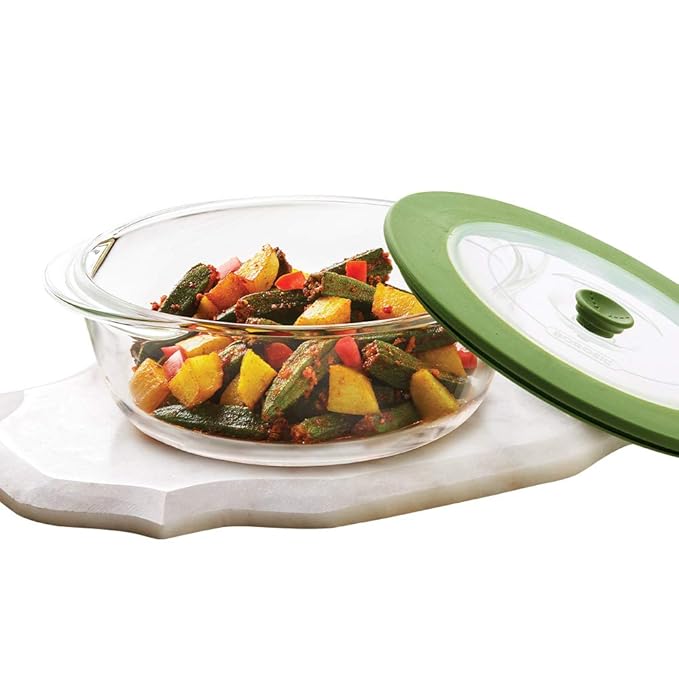 Borosil Glass Dish With Lid | 1 Piece | 1000ml | Transparent