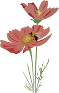 Rawpockets Pvc Vinyl Botanical Honey Bee On Red Flower Wall Reusable Self-Adhesive Sticker