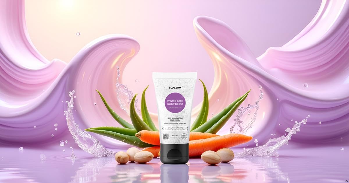 Blozzom Moisturizing Cold Cream for Glow Boost 50g â€“ With Shea Butter & Neroli, Brightens Skin, Removes Blemishes, Non-Greasy, Quick Absorbing Suitable for All Skin Types