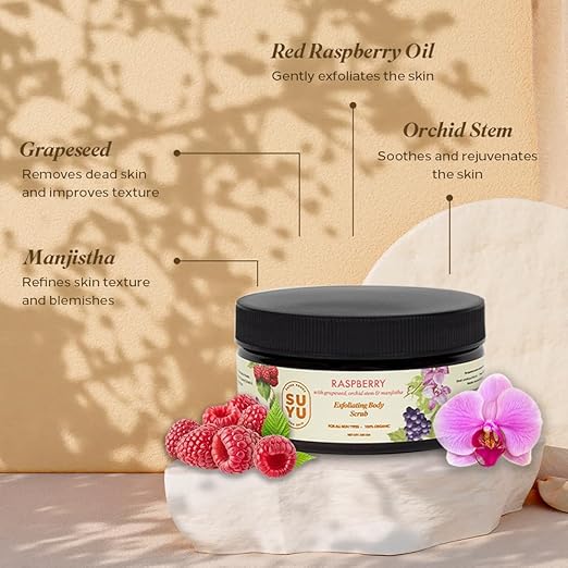 Suyu Raspberry Exfoliating Body Scrub for Removing Tan - 200 gms