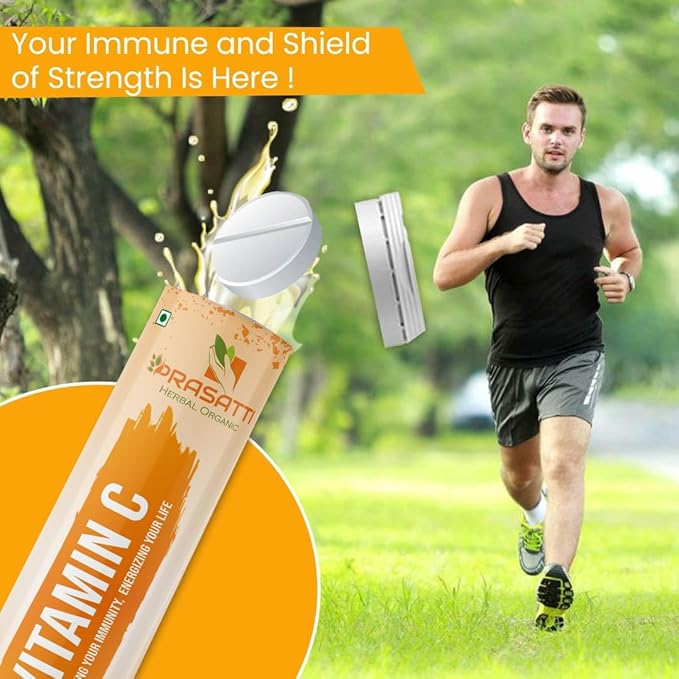 Prasatti Herbal Organic Vitamin C 20 Effervescent Tablets Orange Flavor - 20 tabs