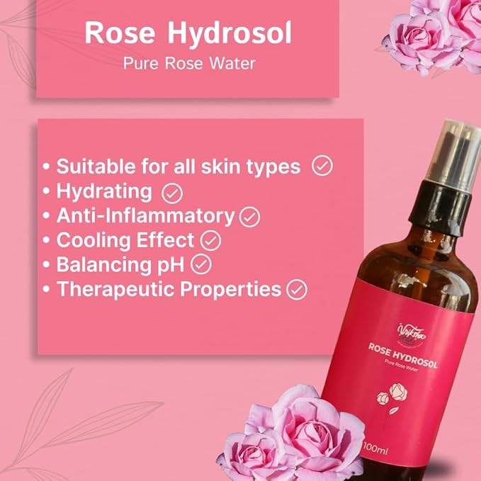 Vriksha Veda Rose Hydrosol Steam Distilled Rose Hydrosol For Face - 100 ml
