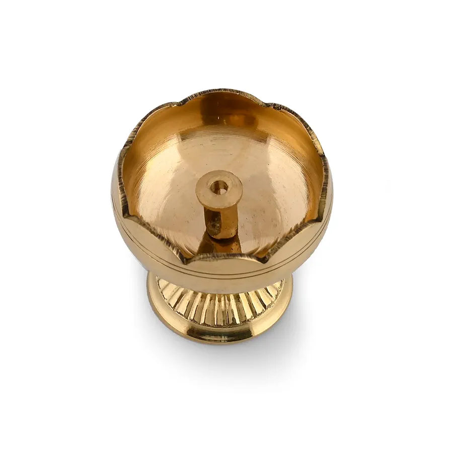 Craftvatika Brass Lotus Diya for Puja Set of 2 Lotus Flower Diya