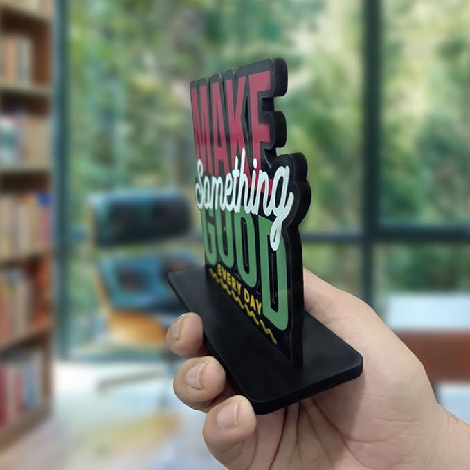 Artvibes Wooden Idols and Figurine Make Something Good Every Day Positive Quotes Table Decoration for Office Desk