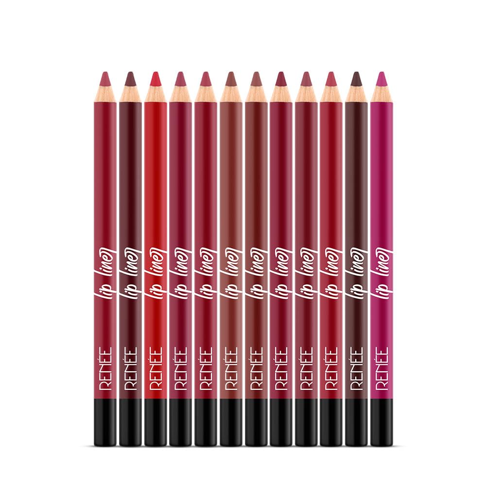 RENEE Define Pencil Lip Liner - Wine Mess, Long Lasting & Smudge Proof, Full Coverage, Intensely Pigmented, Easy Glide Formula, Vitamin E & Castor Oil Infused, 1.2Gm