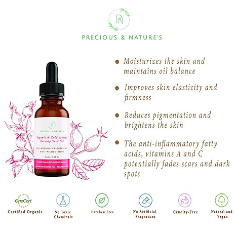 Precious & Natures Organic Cold-Pressed Rosehip Seed oil - 15 ml