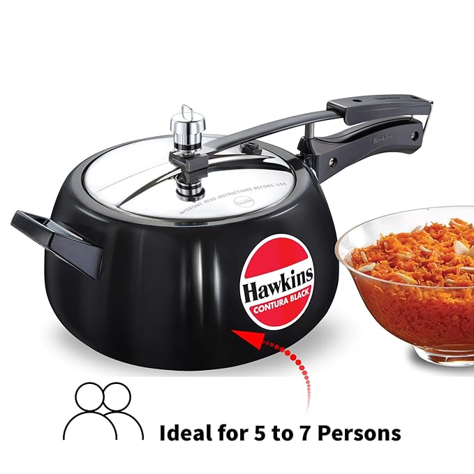 Hawkins Contura Black Pressure Cooker 5 Litre Black CB50