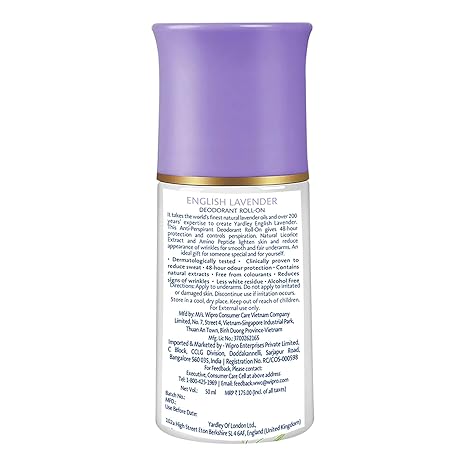 Yardley London English Lavender Anti Perspirant Deodorant Roll On - 50 ml