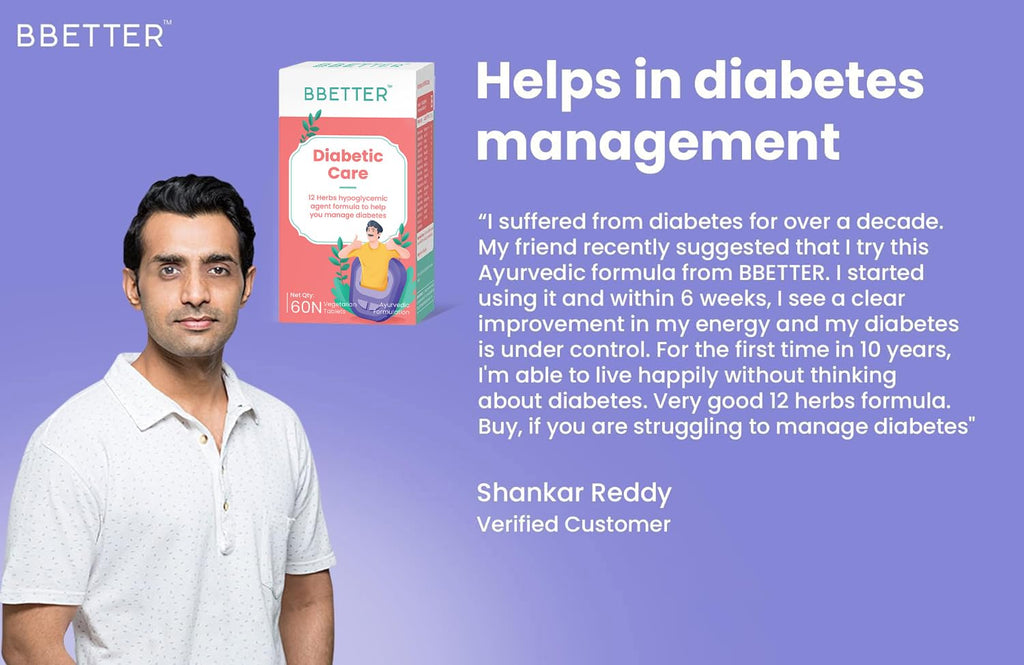 BBETTER Diabetic Care - Lab Tested Ayurvedic Medicine With Karela Jamun Gurmur Saptaranga And More To Manage Diabetes and Blood Glucose Level 60 Veg Capsules