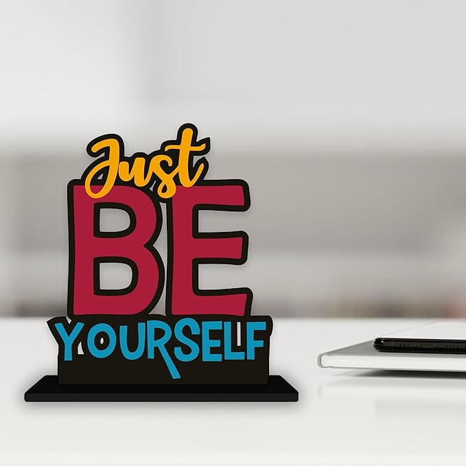 Artvibes Wooden Idols and Figurine Just Be Yourself Quotes Table Decoration for Office Desk | Home Decor | Living Room