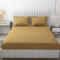Fresh From Loom Breathable King Size Flat Bedsheets Hotel & Home Double Bedsheet Set With 2 Pillow Covers 144 TC Brown