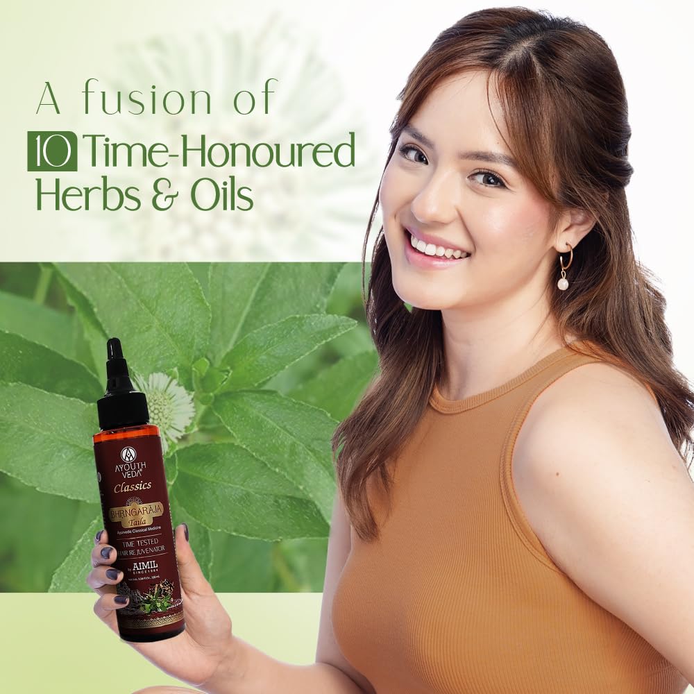 Ayouthveda Bhringraj Hair Oil for Hair Fall Control & Hair Rejuvenation | Helps Strengthen Roots & Promote Healthy Hair Growth | Enriched with Bhringraj & Manjistha | 100ml