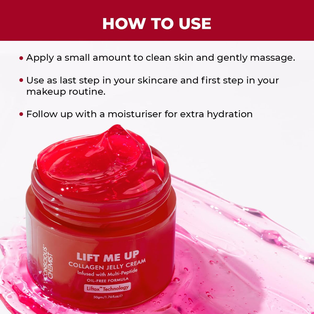 Conscious ChemistÂ® Collagen Jelly Face Cream 50g | Niacinamide & Hydrolyzed Collagen | Powered by 6 peptides & Liftoxâ„¢ technology | Sagging, Fine lines & Dullness | Anti-Aging Moisturizer | All Skin Types