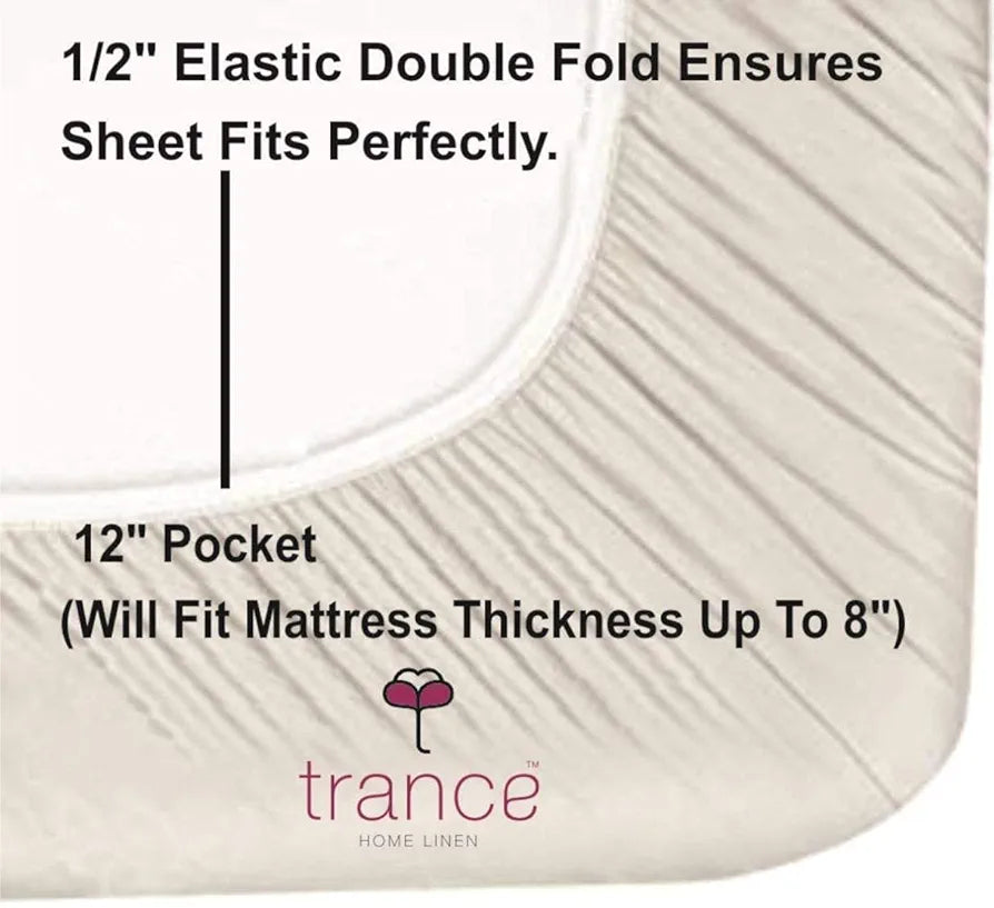 Trance Home Linen 100% Cotton 180Tc 78"X60" Standard Queen Size Elastic Fitted Bedsheet Printed Queen Bed Size With 2 Pillow Covers 180 TC Colour Ferns Blue