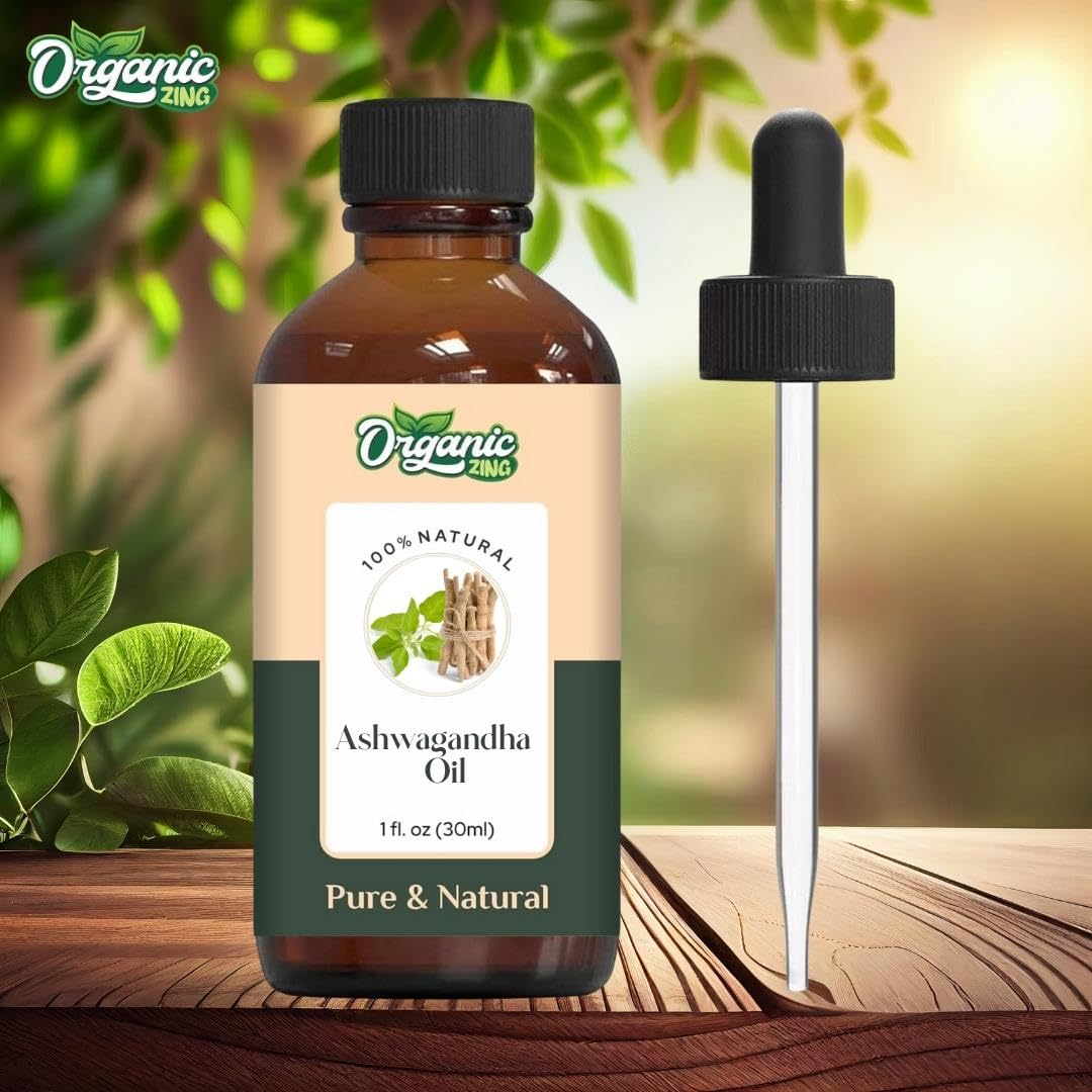 Organic Zing Ashwagandha (Withania Somnifera) Oil | Carrier Oil for Skincare, Hair Care & Massage - 30 Ml