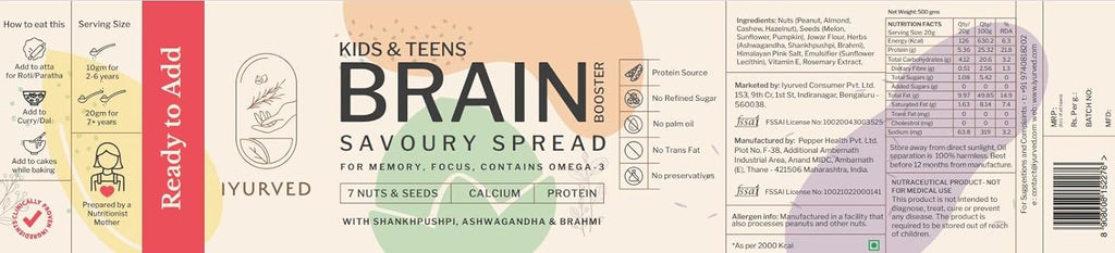 Iyurved Kids & Teens Brain Booster Savoury Spread - 500 gms
