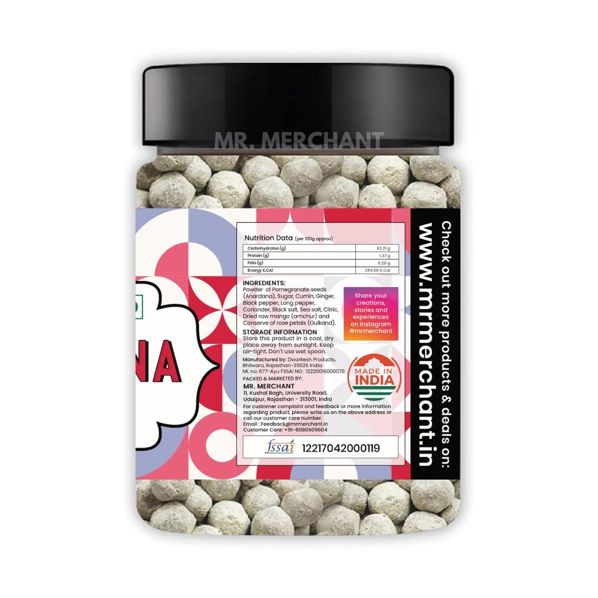 Mr. Merchant Pachak Anardana Goli Churan [Mouth Freshener, Digestive,After-Meal,Mukhwas](300 g (Jar))