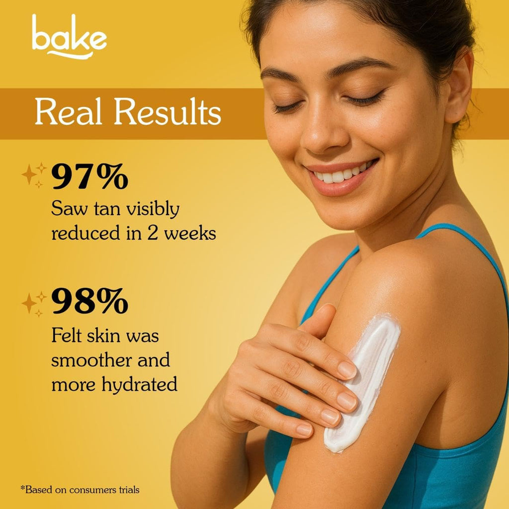 BAKE Everyday Brightening SPF 70 PA++++ Body Sunscreen Lotion | De-Tan Body Lotion | 1% Kojic Acid, Alpha Arbutin | Broad Spectrum UVA & UVB Protection | For Tan Removal, Sun Protection - 200ml