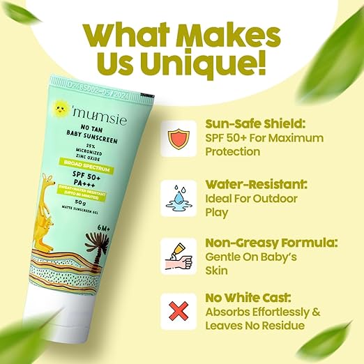 O'Mumsie No Tan Baby Sunscreen SPF 50+ Protection - 50 gms