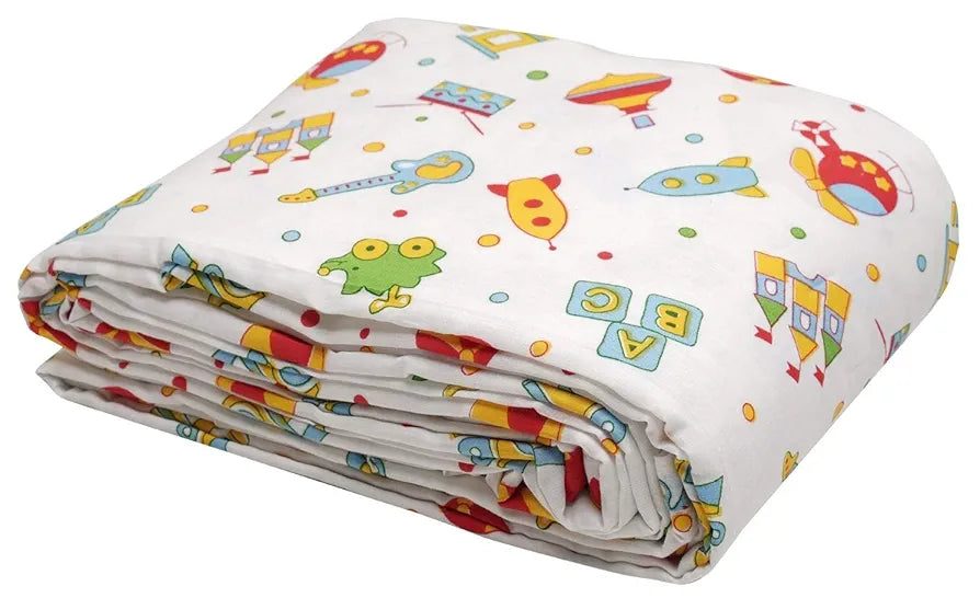 Trance Home Linen Pure Cotton Reversible Dohar Double Bed Size Ac Blanket Comforter Soft Light-Weight Bed Blanket Alphabets with Colour Dolls