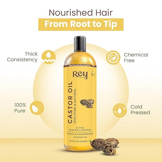 Rey Naturals Cold Pressed Virgin Castor Hair Oil - 750 ml
