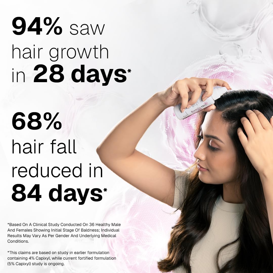 Bontress PRO+ Scalp Serum | Powered by Pro Active Peptides – 5% Capixyl, 3% Redensyl, 3% Anagain, 3% Procapil | Dermat recommended Hair Growth Serum | 94% Users Reported Hair Growth in 28 Days | 30ml