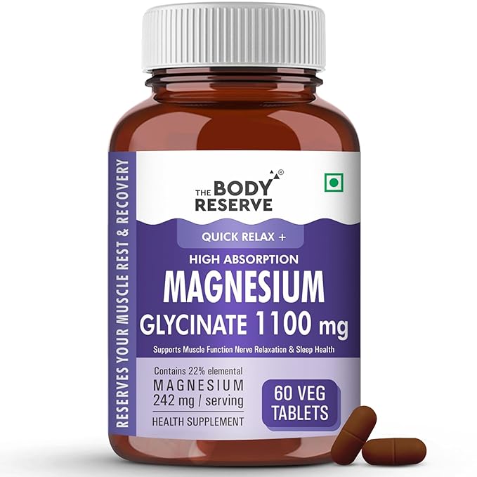 The Body Reserve Magnesium Glycinate Supplement 1100mg Per Serving - 60 caps