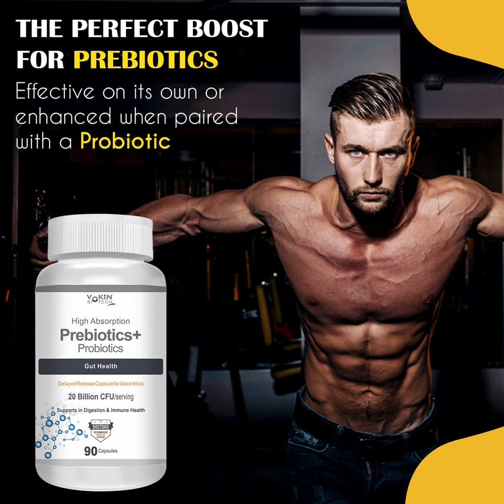 Vokin Biotech Prebiotics + Probiotics 20 Billion Cfu Supplement with Delayed-Release Capsules for Temperature Stable, Digestion and Immune Health (90 capsules)