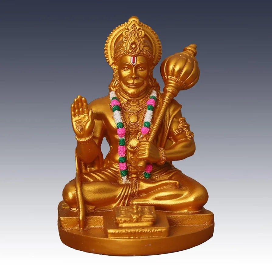Unovate Resin Hanuman Idol for Car Dashboard Gold