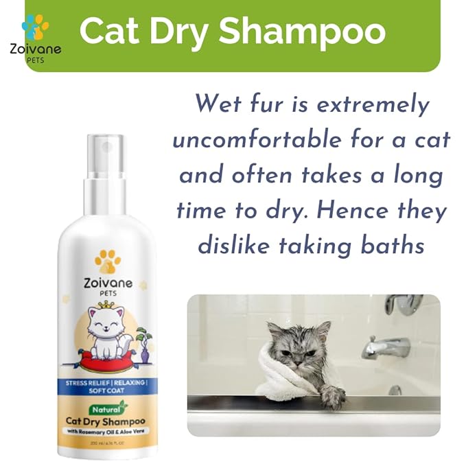 Zoivane Cat Dry Shampoo 200 Milliliter | Extra White 5 in 1 Cat Shampoo With Conditioner | Cat Shampoo for Persian Cat Hair Fall