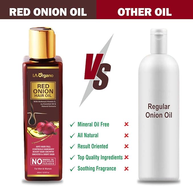 La Organo Red Onion Hair Oil for Complete Hair Solution - 200 Ml | Pack of 2