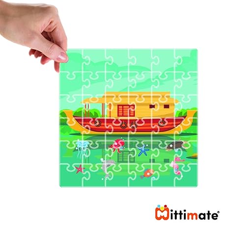 Mittimate Boat House Jigsaw Puzzle Game for Kids Age 4 to 6 Old 36 Pieces Puzzle Toy