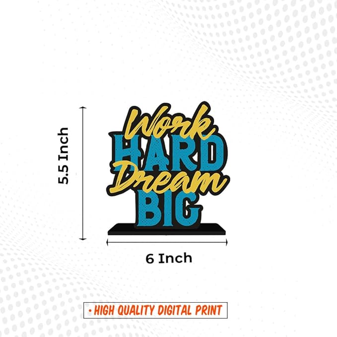 Artvibes Wooden Idols and Figurine Work Hard Dream Big Motivational Quote Table Decor for Office Desk | Home Decor Item