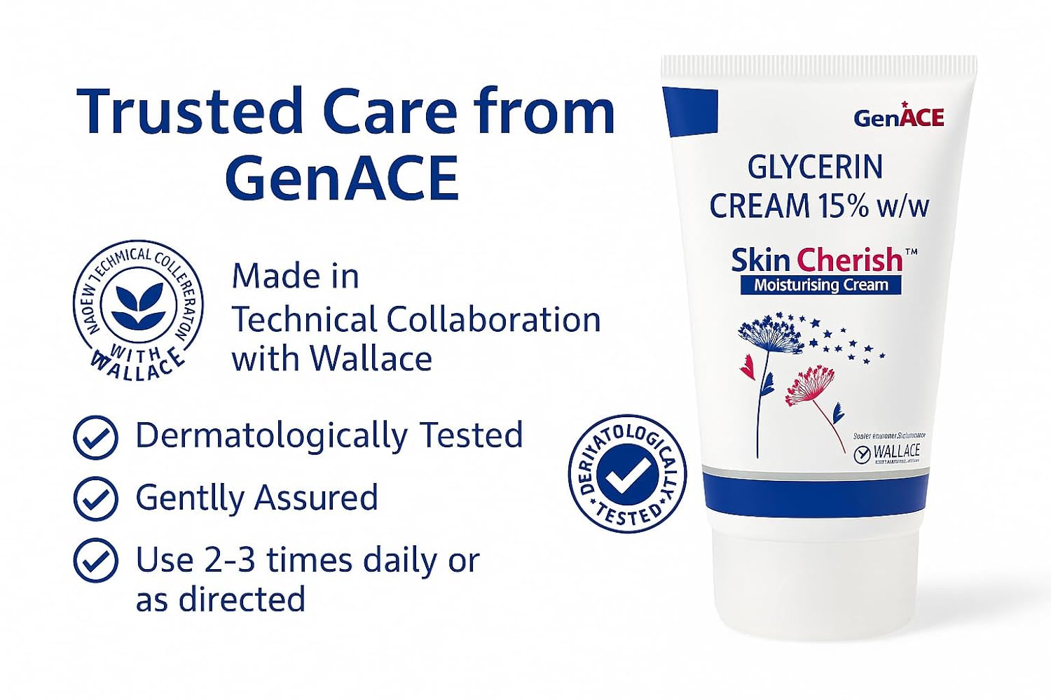 Skin Cherish Glycerin Cream 15% w/w â€“ 150g | Deep Moisturizing Cream for Dry & Sensitive Skin | Hydrating, Nourishing & Soothing Formula | Dermatologically Tested