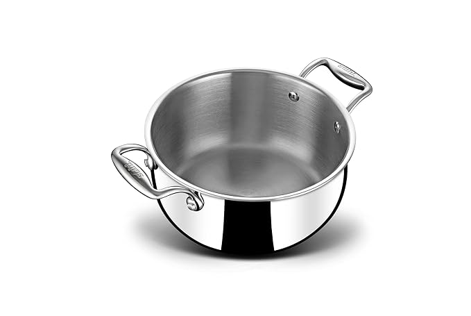 Stahl Artisan Triply Stainless Steel Belly Saucepot With Lid | Induction Base Casserole | Briyani Pot/ Handi | Stew Pot | 2.4 L | 18 Cm