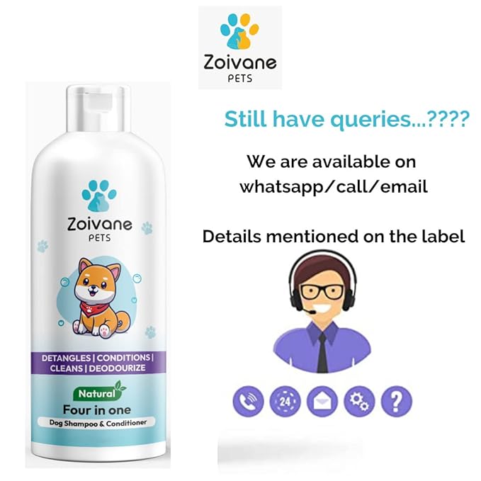 Zoivane Dog Shampoo - 500 Ml | 4 in 1 Dog Shampoo With Conditioner | Pack of 2