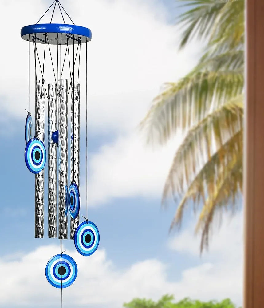 Zaicus Turkish Evil Eye Wind Chimes 4 Pipes Wind Chime-015
