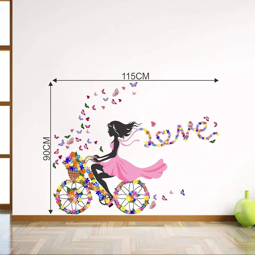 Decal O Decal Motivational Quotes Wall Stickers Girl with Flower and Butterflies