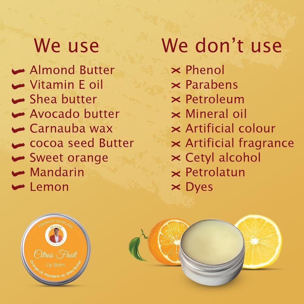 WE HERBAL Limited Edition Citrus Fruit Lip Balm - Deeply Moisturising & Nourishing, All-Natural Ingredients, Long-Lasting Hydration for Smooth, Soft Lips, Ideal for Daily Use, 8gm