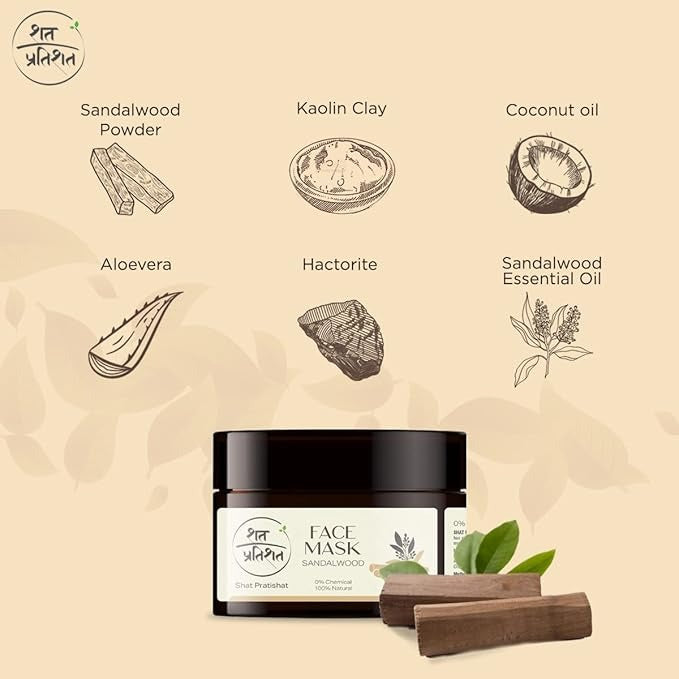 Shat Pratishat Sandalwood and Clay Face Mask - 50 gms