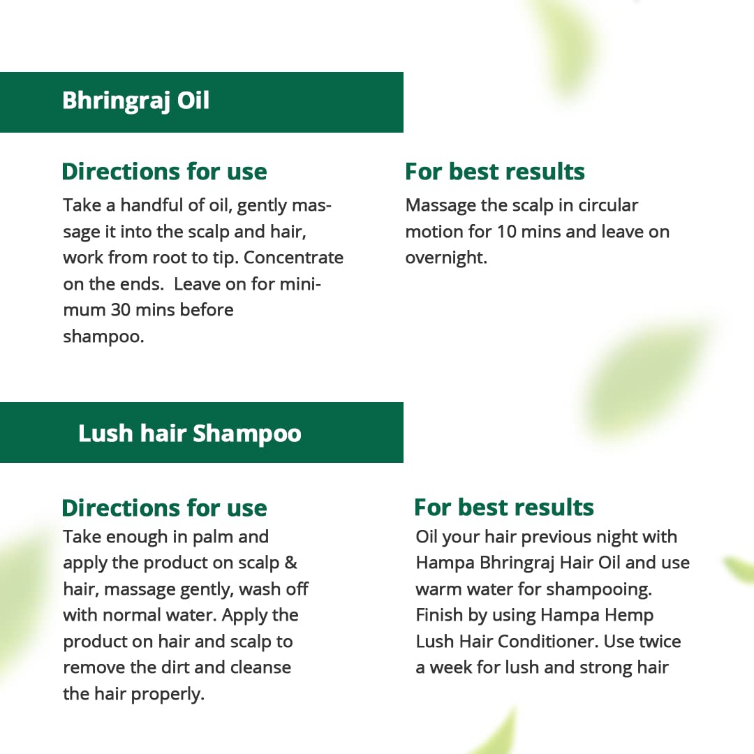 Hampa Hemp Bhringraj Hair Oil and Lush Hair Shampoo Combo